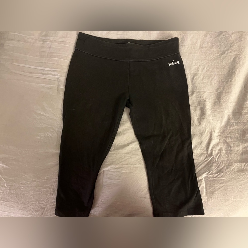 Black Spalding Knee-Length Leggings, Petite Small